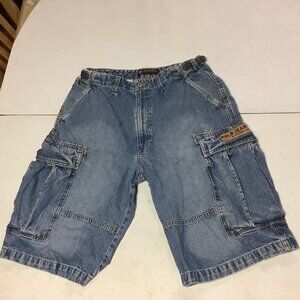 Vtg 90s Men's Ralph Lauren Cargo Baggy Hip Hop Grunge Military Jean Shorts Sz 33